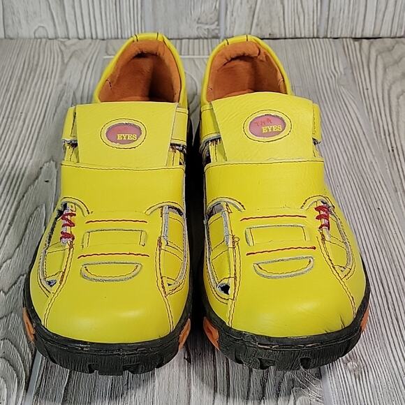 TMA Eyes Hand Stitched Leather Shoes Yellow Womens Size 8.5 NEW - Picture 4 of 15